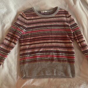 Gap Striped Sweater Womens Medium 50% Merino Wool 50% Nylon Multicolor
